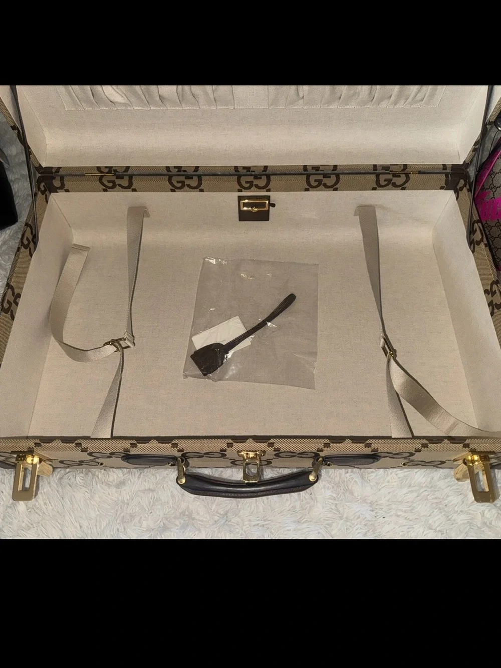 Gucci Jumbo Ridgid Suitcase Brown & Beige GG Monogram with Gold Hardware